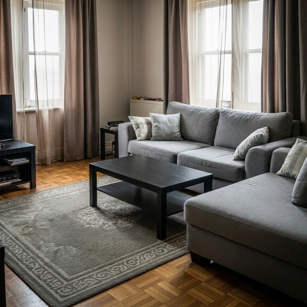 Same room after cleanup, a real render